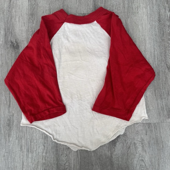 VINTAGE 1984 Robo Force 3/4 Sleeve Baseball Tee Shirt Size 7 White Red Kids - Picture 3 of 8